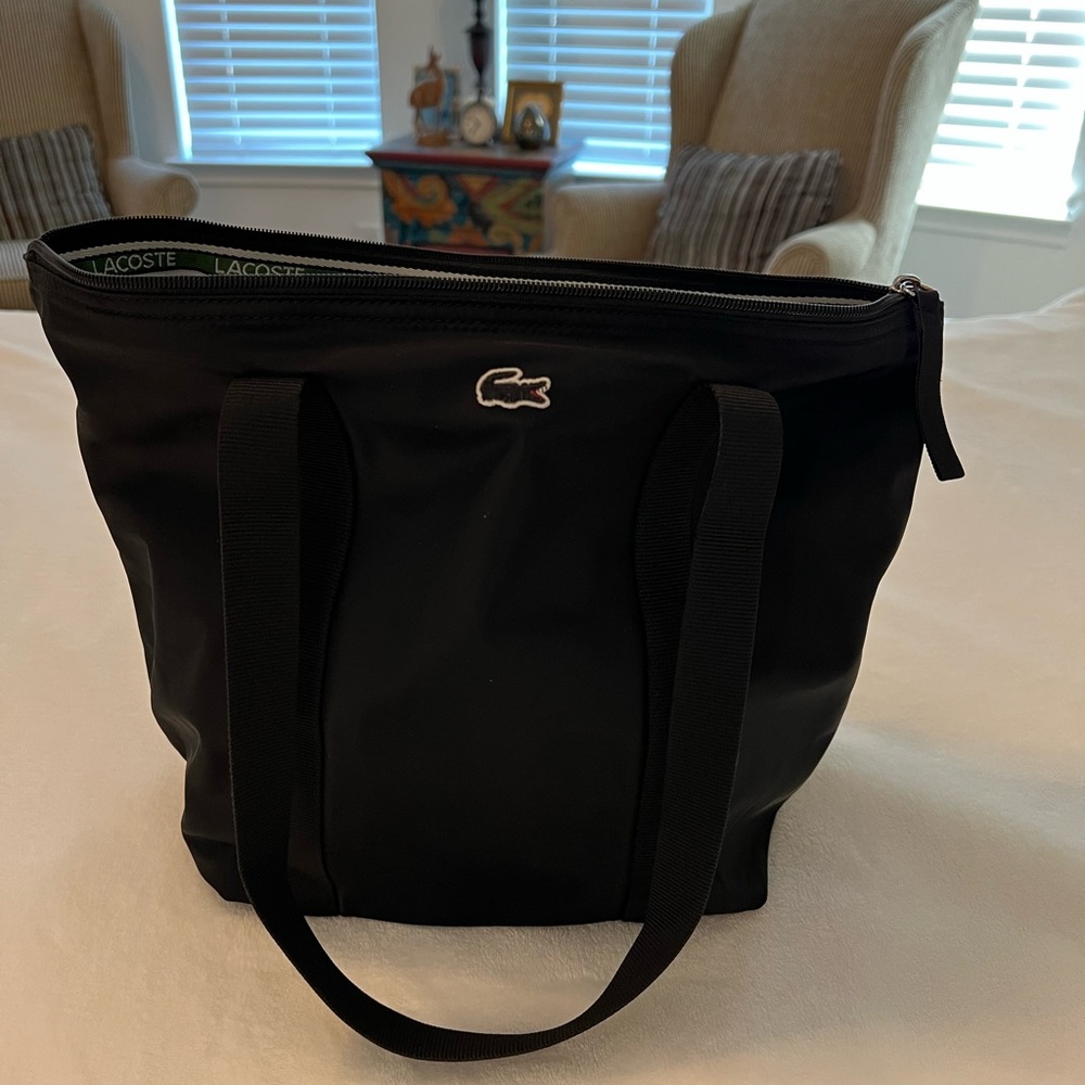 Lacoste Nylon Medium Black Tote